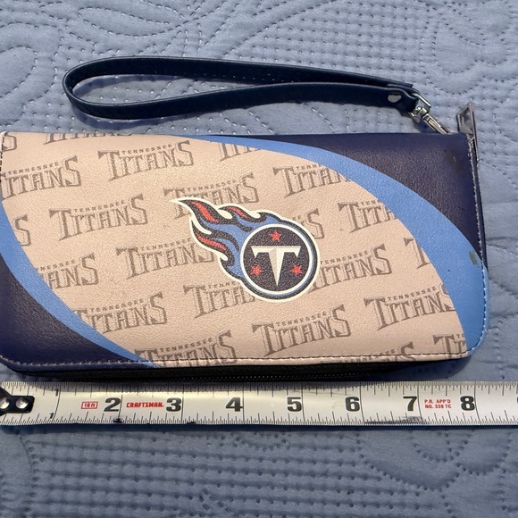 Tennessee Titans wristlet. Blue and Tan Clutch with Bold Logo and Navy Accents - Picture 2 of 7